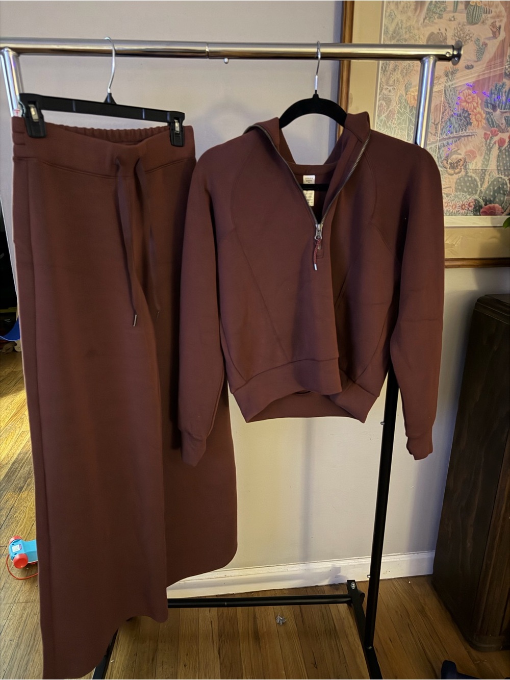 Spanx air essentials Women's half zip & wide leg pants Set - Casual Two-Piece